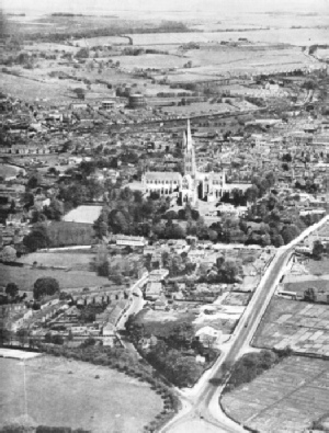 Salisbury cathedral from the air