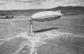 The British airship R 100 moored to the high mast at Montreal