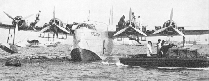 Caledonia, the Imperial Airways flying boat, is driven by four Bristol Pegasus Xc engines