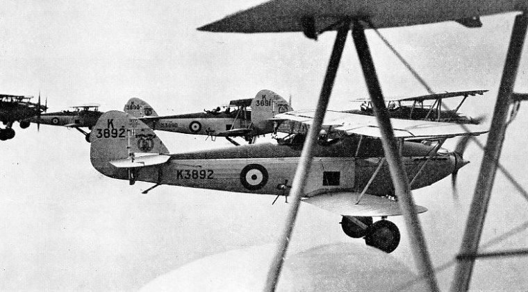 FORMATION FLIGHT OF HAWKER HART AIRCRAFT of No. 605 County of Warwick Bomber Squadron