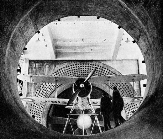 AN AIRCRAFT IN THE WIND TUNNEL at the Royal Aircraft Establishment