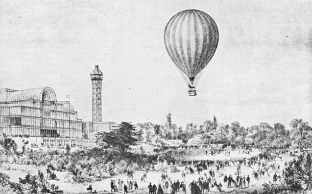AN ASCENT FROM THE CRYSTAL PALACE, London, was made in The Mammoth Balloon by Coxwell, Glaisher and nine passengers on September 1, 1862