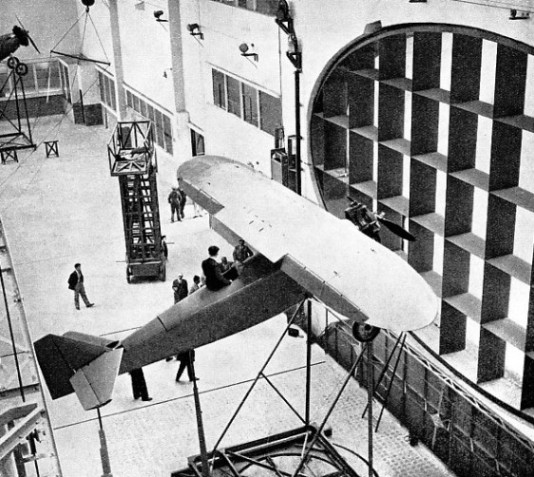 FULL-SIZE AEROPLANES can be tested in the wind tunnel erected by the French Air Ministry 