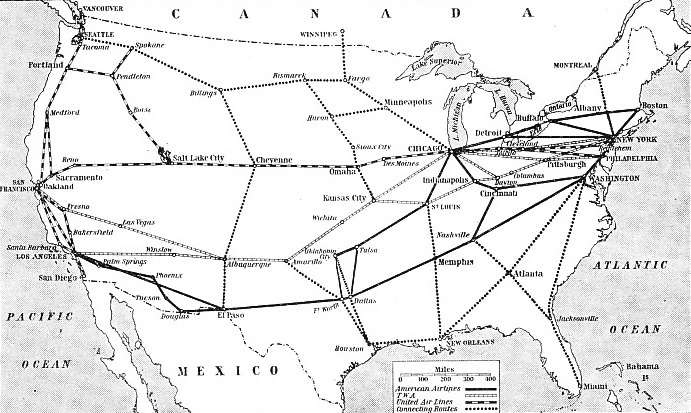 THE PRINCIPAL AIR ROUTES OF THE UNITED STATES