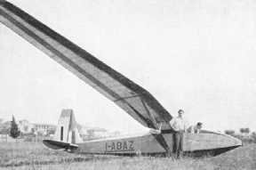 AN ITALIAN SAILPLANE in a field near Roms