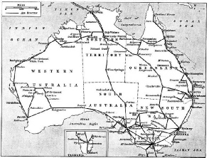 MAP SHOWING ALL THE IMPORTANT AIR ROUTES OF AUSTRALIA