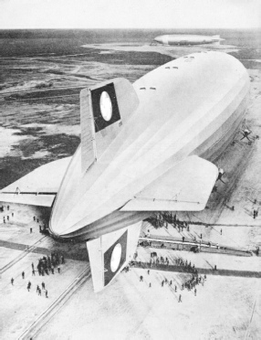 The German Zeppelin airship Hindenburg shown moored at Lakehurst, New Jersey