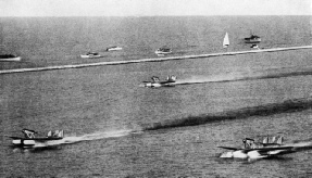 Twenty-four Italian Savoia-Marchetti S.55X flying boats left Orbetelio on the west coast of Italy in 1933 