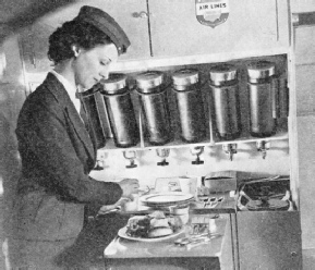 PREPARING A HOT MEAL while the air liner is in flight