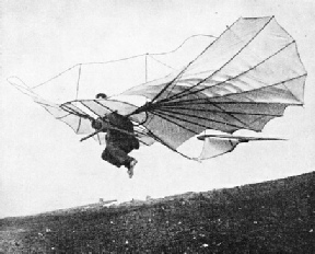 ONE OF THE EARLY GLIDERS with which Otto Lilienthal made successful flights