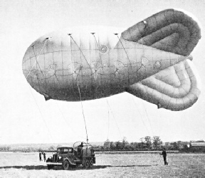 One of the captive balloons designed for anti-aircraft aprons round London and other cities
