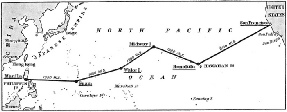 THE AIR ROUTE ACROSS THE PACIFIC has four stopping places