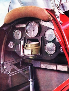 PILOT’S COCKPIT of a Tiger Moth equipped for blind flying