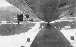 DURING HER ARCTIC VOYAGE the Graf Zeppelin alighted on the water near the Russian steamer Malygin
