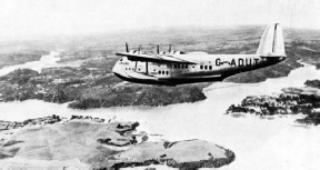 IMPERIAL AIRWAYS FLYING BOAT CENTAURUS in flight near Auckland