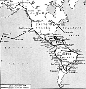 ALL THE MILEAGE of the Pan American Airways system is outside the boundaries of the United States