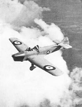 PRACTISING BLIND FLYING ABOVE THE CLOUDS in a Miles Magister training machine