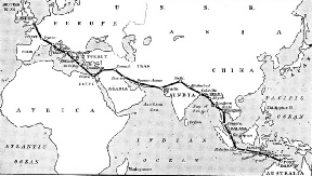 THE ROUTE FOLLOWED in the first England Australia flight