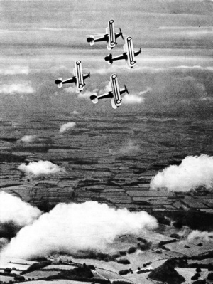 A FLIGHT OF HAWKER FURY AIRCRAFT in close formation