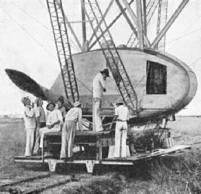 THE AFTER ENGINE CAR OF THE GRAF ZEPPELIN photographed when the airship was moored to a low mast