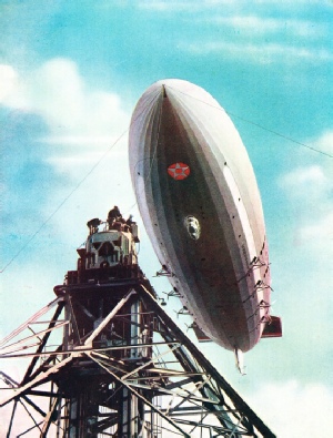 The US Airship Macon Being Moored