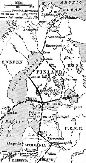 PRESENT AND PROJECTED FINNISH AIR ROUTES