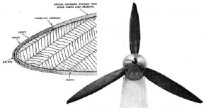 COVERED WOODEN BLADES form this airscrew of 11 feet diameter