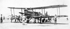 WHEELING OUT A D.H.9a at Amman, Transjordan, during the war of 1914-18