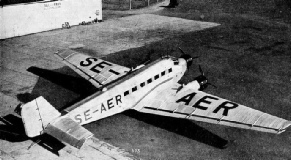 THREE-ENGINED JUNKERS AIR LINER of the Swedish Air Line at Bulltofta