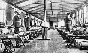 ONE OF THE BARRACK ROOMS at the training centre at Orpington, Kent