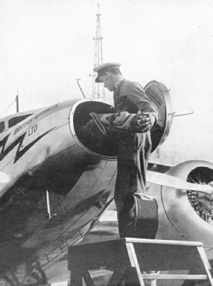 BAGGAGE IS CARRIED IN THE NOSE of the British Airways Lockheed Electra