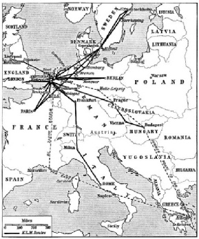 THE EUROPEAN ROUTES of the K.L.M. services