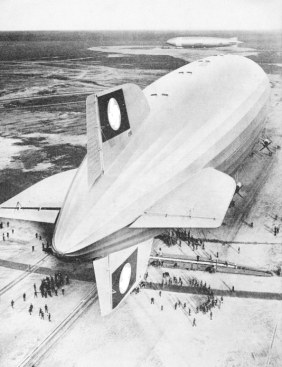 The German Zeppelin airship Hindenburg shown moored at Lakehurst, New Jersey