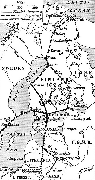 PRESENT AND PROJECTED FINNISH AIR ROUTES