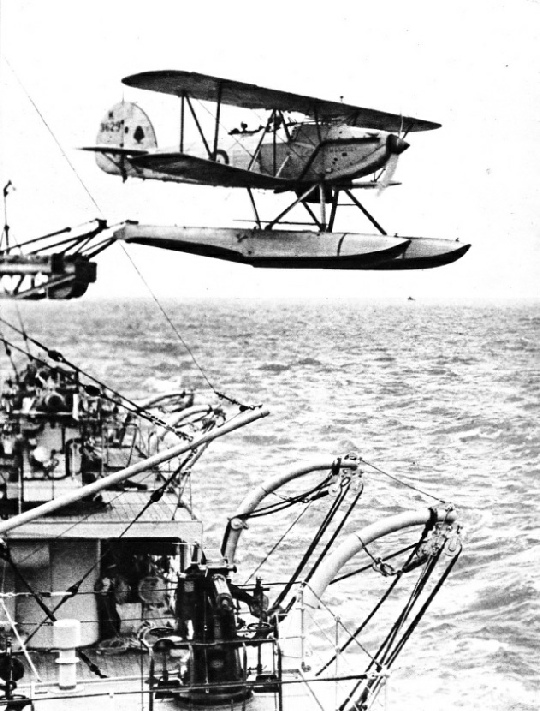 A HAWKER SEAPLANE LEAVING THE CATAPULT of HMS Sussex