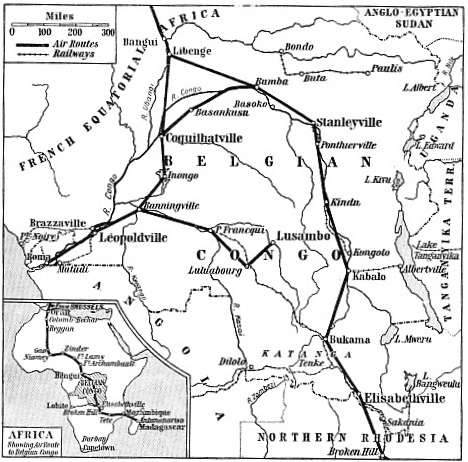 AIR ROUTES IN THE BELGIAN CONGO