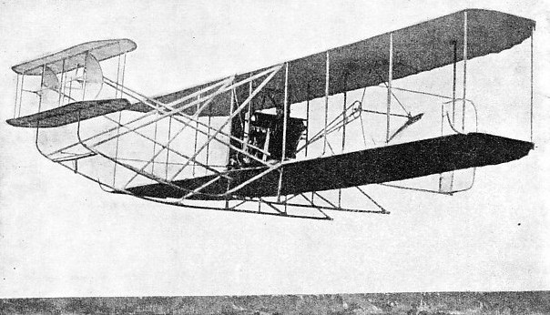 A SHORT-WRIGHT BIPLANE IN FLIGHT