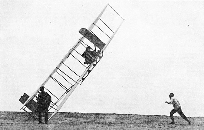 A MISHAP DURING THE LANDING of one of the Wright gliders