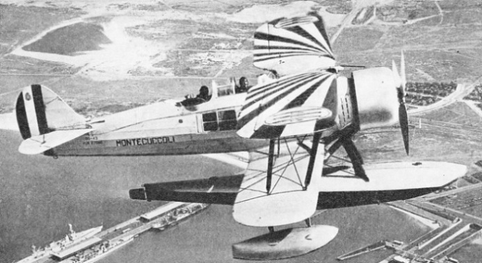 A Meridionali Ro.43 seaplane launched from the Italian cruiser Raimondo Montecuccoli