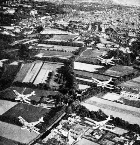 Five biplanes seen in the air simultaneously on the outskirts of St. Helier, Jersey