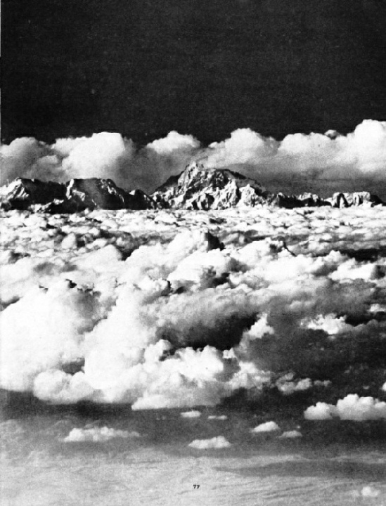 INFRA-RED PHOTOGRAPH of the peak of Makalu taken from more than a hundred miles away