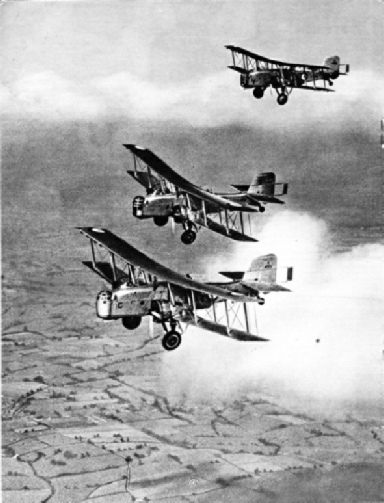 TWIN-ENGINED BOMBERS IN FORMATION FLIGHT