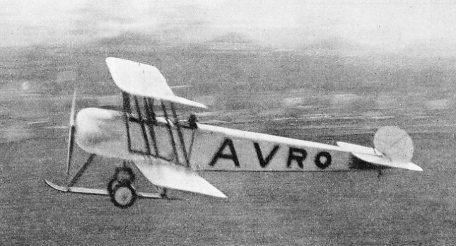 THE FIRST AVRO 504 making a landing at Hendon in May 1913