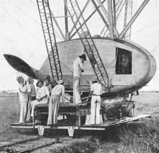 THE AFTER ENGINE CAR OF THE GRAF ZEPPELIN photographed when the airship was moored to a low mast