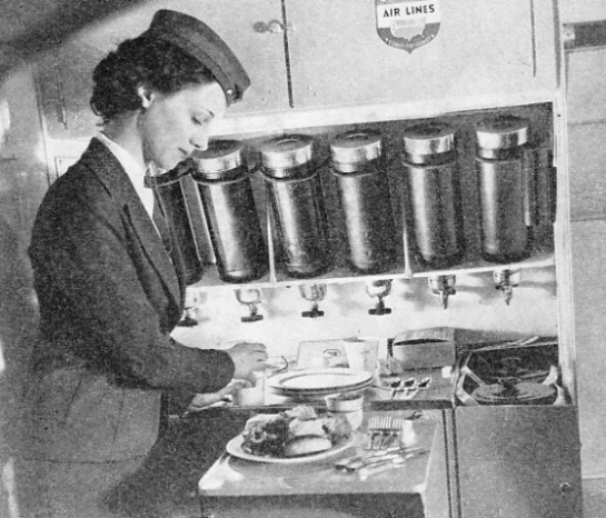 PREPARING A HOT MEAL while the air liner is in flight