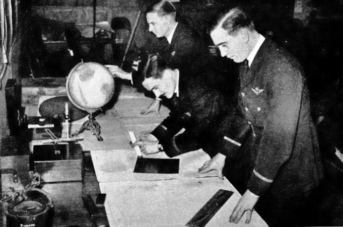 STUDYING NAVIGATION at the Imperial Airways training school at Croydon