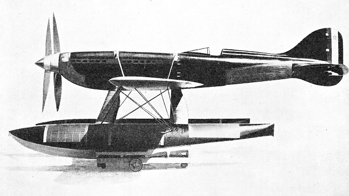 On this seaplane an Italian pilot, Francesco Agello, regained the world’s speed record in 1933 with a speed of 423.7 miles an hour