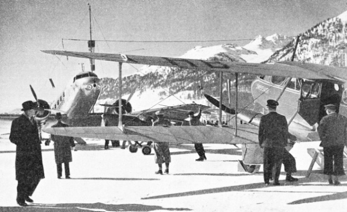 SWISSAIR MACHINES on the aerodrome at St. Moritz